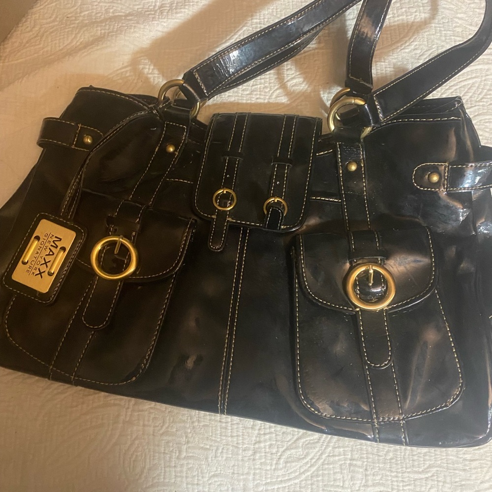 Large patent leather handbag